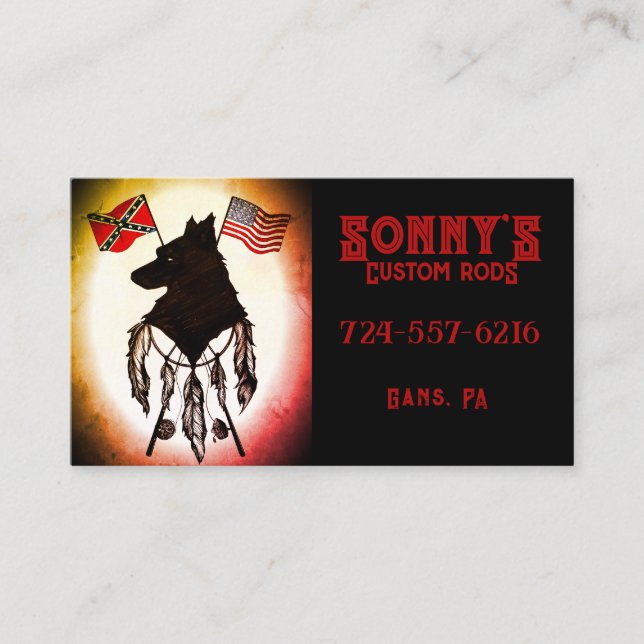 Sonny's Custom Rods Visitenkarte (Vorderseite)