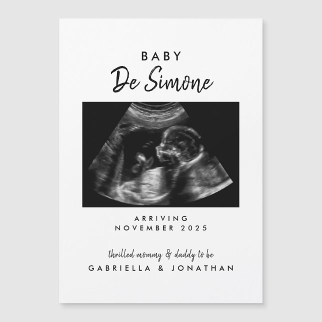 Sonogram Photo Pregnancy Announcement Magnet Card (Vorderseite)