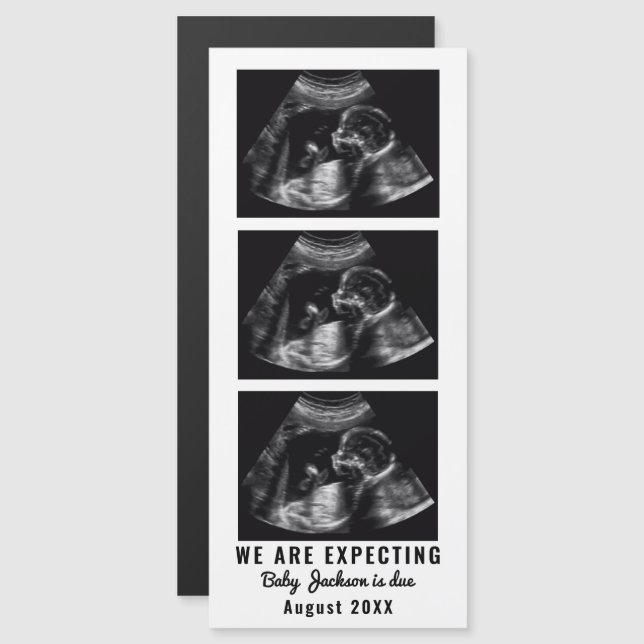 Sonogram Pregnancy Announcement Foto Stand Strip Magnetkarte (Vorne/Hinten)