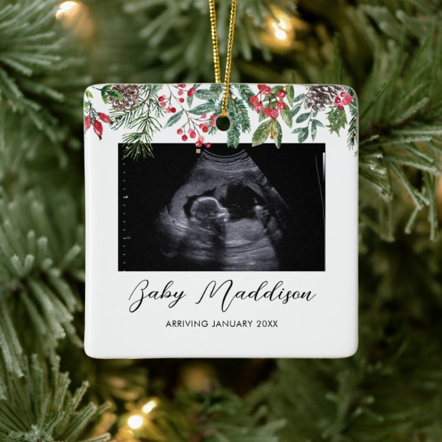 Sonogram Ultrasound Baby's First Christmas Keramikornament (Baum)