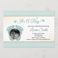 Sonogramme Baby shower Invitation garçon, orteils 