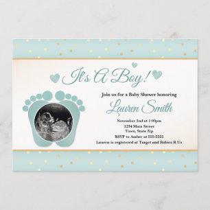 Sonogramme Baby shower Invitation garçon, orteils 