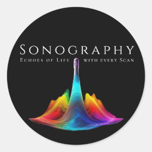 Sonographie-farbige Ultraschallwellen Runder Aufkleber