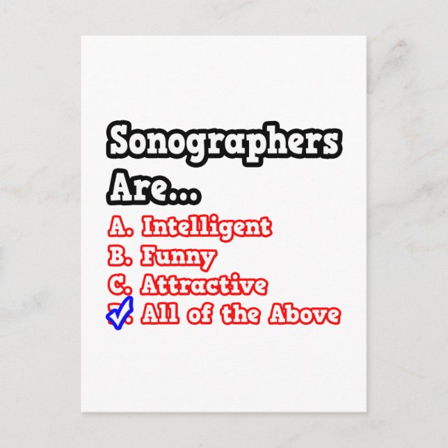 Sonographin Quiz...Joke Postkarte (Vorderseite)