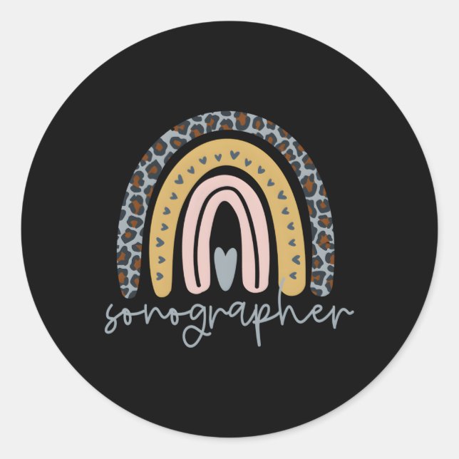 Sonographin Rainbow Ultrasound Tech Runder Aufkleber (Vorderseite)