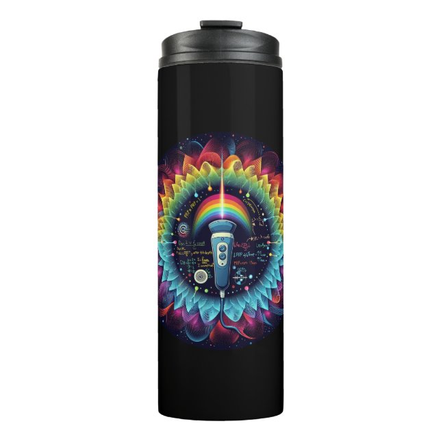 Sonographisch-farbige Ultraschallwellen-Physik Thermosbecher (Vorderseite)