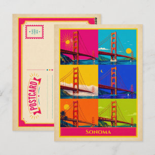 Sonoma Kalifornien Golden Gate Bridge Vintage Postkarte