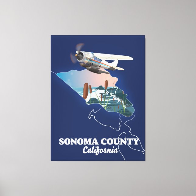 Sonoma Landkreis California Map Leinwanddruck (Vorderseite)