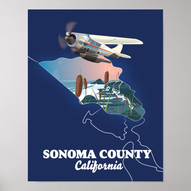 Sonoma Landkreis California Map Poster (Vorne)