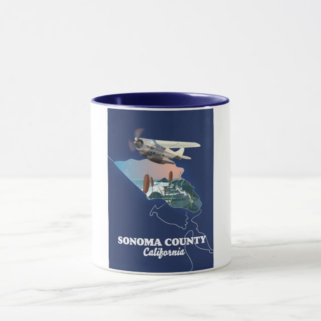 Sonoma Landkreis California Map Tasse (Zentrum)