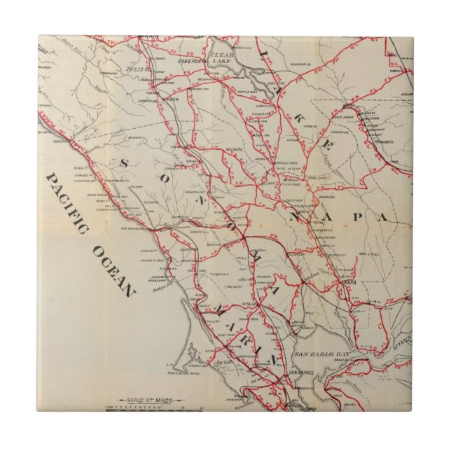 Sonoma, Marin, See und Napa Landkreise Fliese (Vorderseite)