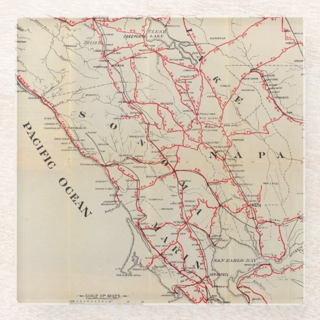 Sonoma, Marin, See und Napa Landkreise Glasuntersetzer (Vorderseite)