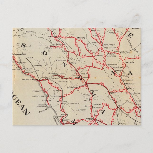 Sonoma, Marin, See und Napa-Landkreise Postkarte (Vorderseite)