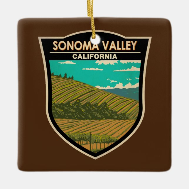 Sonoma Valley California Art Vintag Keramikornament (Vorderseite)