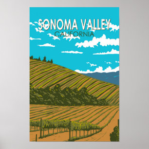 Sonoma Valley California Art Vintag Poster