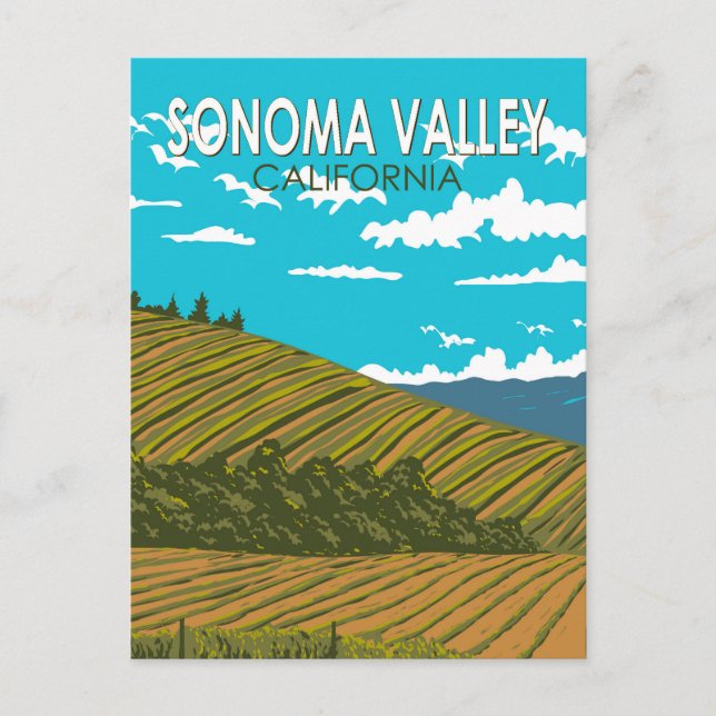 Sonoma Valley California Art Vintag Postkarte (Vorderseite)