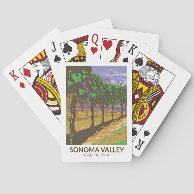 Sonoma Valley California Weinroute Vintag Spielkarten (Rückseite)