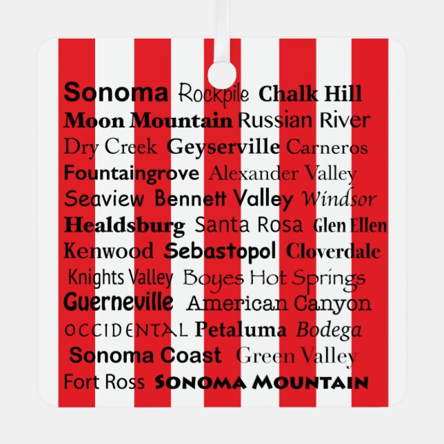 Sonoma Wine AVAs Ornament Aus Metall (Vorderseite)