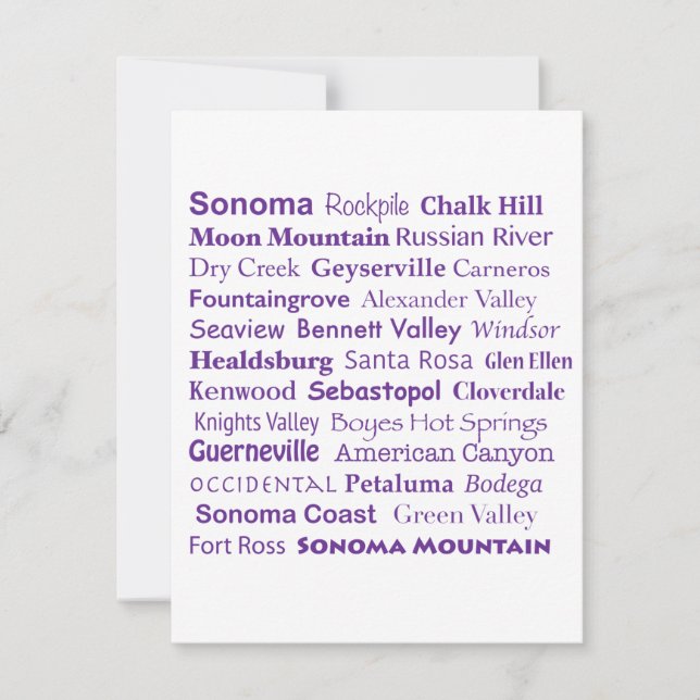Sonoma Wines Flat Note Card Mitteilungskarte (Vorderseite)
