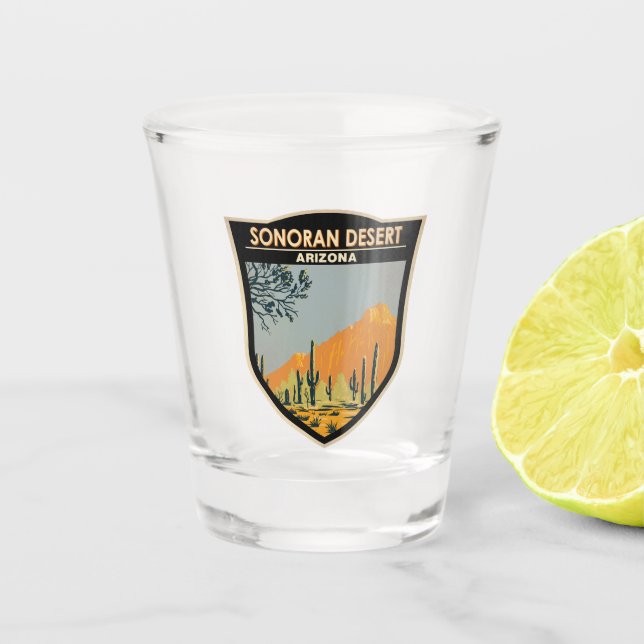 Sonoran Desert Arizona Vintage Kunst Schnapsglas (Vorderseite)