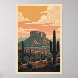 Sonoran Wüsten-Dämmerung Retro-Reiseposter Poster