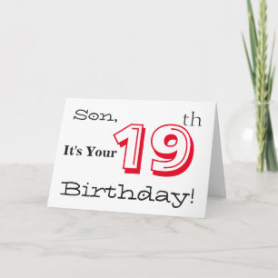 Son's 19. Geburtstag Gruß in rot und schwarz. Karte