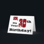 Son's 30. Geburtstag Gruß in schwarz, rot, weiß. Karte<br><div class="desc">Ein weißer Hintergrund mit schwarzem und rotem Text,  auf diesem lustigen,  Geburtstag Gruß für einen Sohn. Meine freundlichen Grüße.</div>