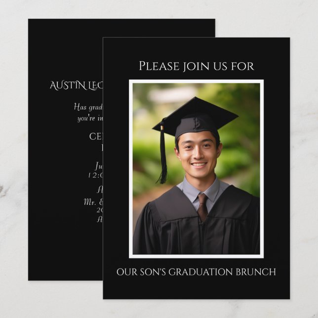 Son's Abschluss Picture Brunch Einladung (Vorne/Hinten)