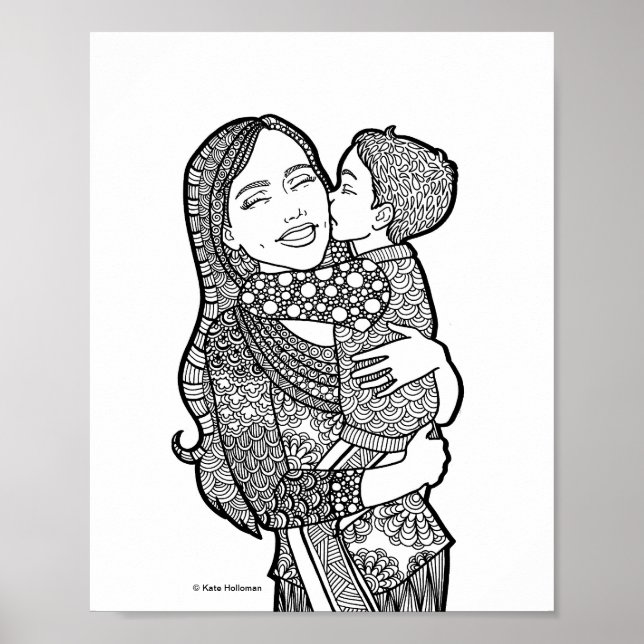 Son's Liebe - Mutter und Sohn Art Print Poster (Vorne)