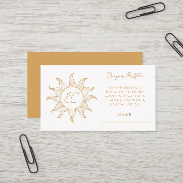 Sonshine Diaper Raffle Card Babydusche Umschließun Visitenkarte (Vorderseite/Rückseite Beispiel)
