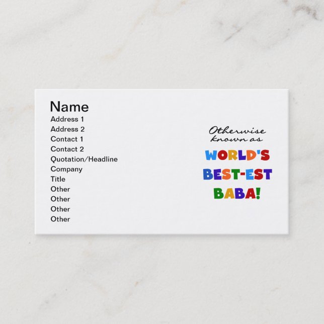 Sonst bekannt als bestes Baba-T - Shirt und Gesche Visitenkarte (Vorderseite)