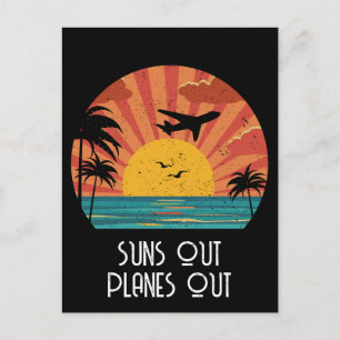 Sonst Flugzeug raus, rückwärts, Vintag, Sonnenunte Postkarte
