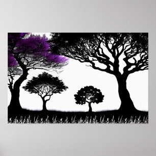 Sonstiges Schwarz/Weiß mit Surreal Lila Poster