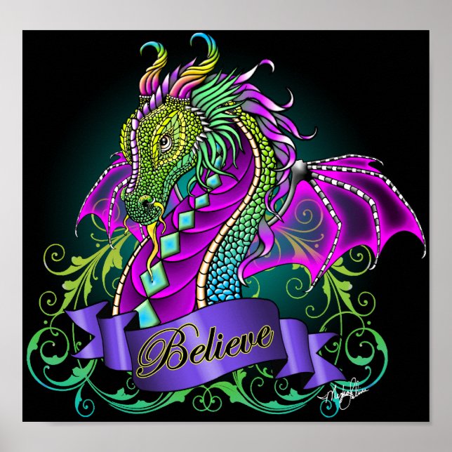 "Sonya" Rainbow Believe Dragon Art Poster (Devant)