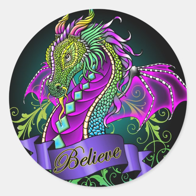 "Sonya" Regenbogen glauben Dragon Art Stickers (Vorderseite)