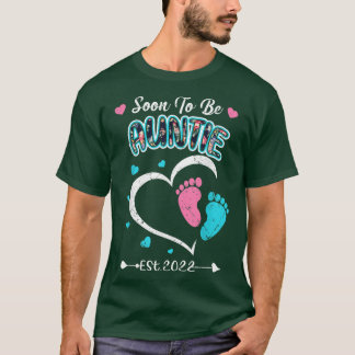 Soon To Be Auntie 2022 New Baby Reveal Funny Annou T-Shirt