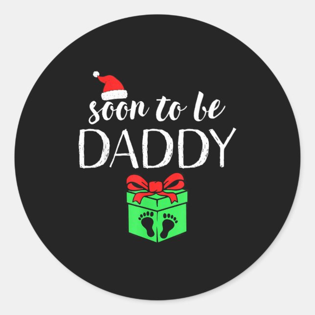 Soon To Be Daddy Christmas Funny Pregnancy Announc Runder Aufkleber (Vorderseite)
