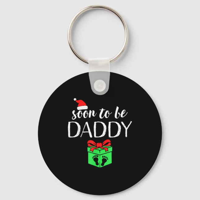 Soon To Be Daddy Christmas Funny Pregnancy Announc Schlüsselanhänger (Vorderseite)