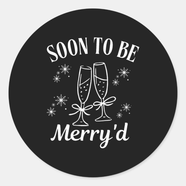 Soon To Be Merry'd Christmas Couple Engagement  Runder Aufkleber (Vorderseite)