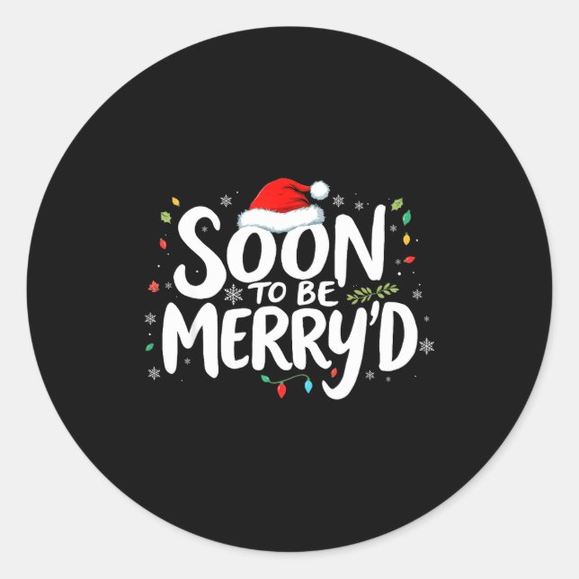 Soon To Be Merry'd Christmas Engaged Fiance Santa  Runder Aufkleber (Vorderseite)