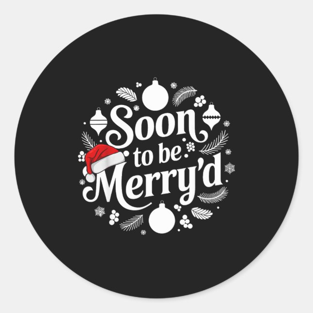 Soon To Be Merry'd Christmas Engaged Matching Coup Runder Aufkleber (Vorderseite)
