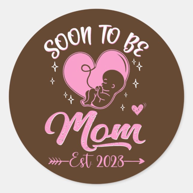 Soon To Be Mom Est 2023 Pregnancy Announcement  Runder Aufkleber (Vorderseite)