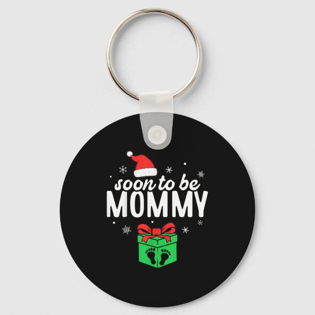 Soon To Be Mommy Christmas Funny Pregnancy Announc Schlüsselanhänger (Vorderseite)