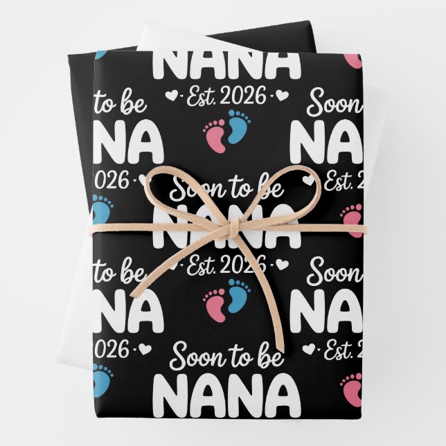 Soon To Be Nana 2026 Funny Pregnancy Announcement  Geschenkpapier Set (Beispiel)