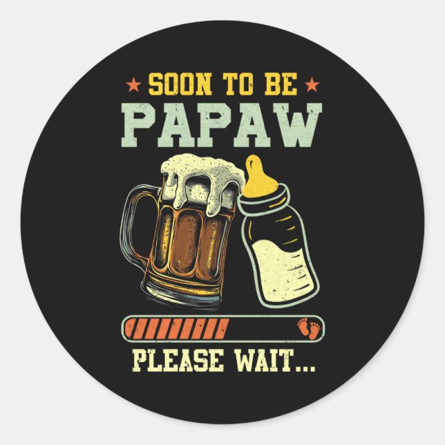 Soon To Be Papaw Est 2025 Pregnancy Announcement L Runder Aufkleber (Vorderseite)