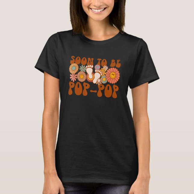 Soon To Be Pop-Pop Groovy Baby Gender Announcement T-Shirt (Vorderseite)