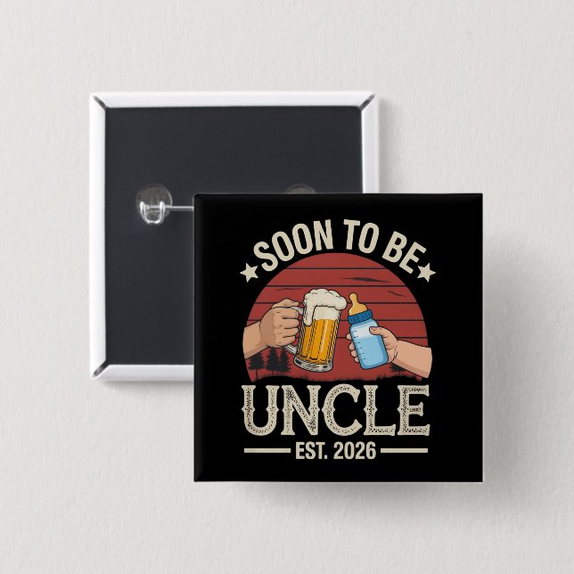 Soon To Be Uncle 2026 Retro Pregnancy Announcement Button (Vorne & Hinten)