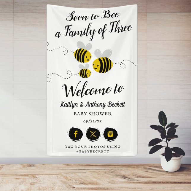 Soon To Bee A Family Of Three | Baby Shower Banner (Von Creator hochgeladen)