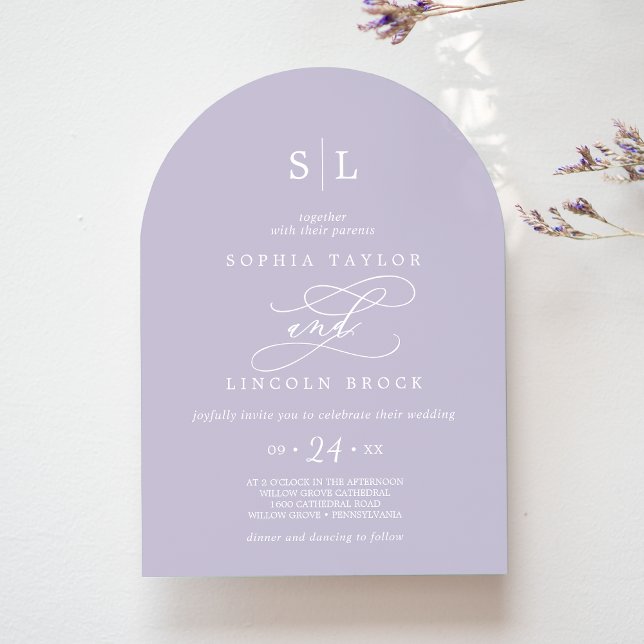 SOPHIA Arch Lavender Lila Frühling Elegante Hochze Einladung (SOPHIA Arch Lavender Purple Spring Elegant Wedding Invitation)