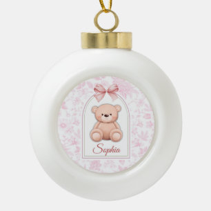 Sophia Benutzerdefiniertes rosa Teddy-Bär-Kinder Keramik Kugel-Ornament